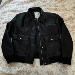 Abercrombie & Fitch Black Bomber Jacket Vegan Leather